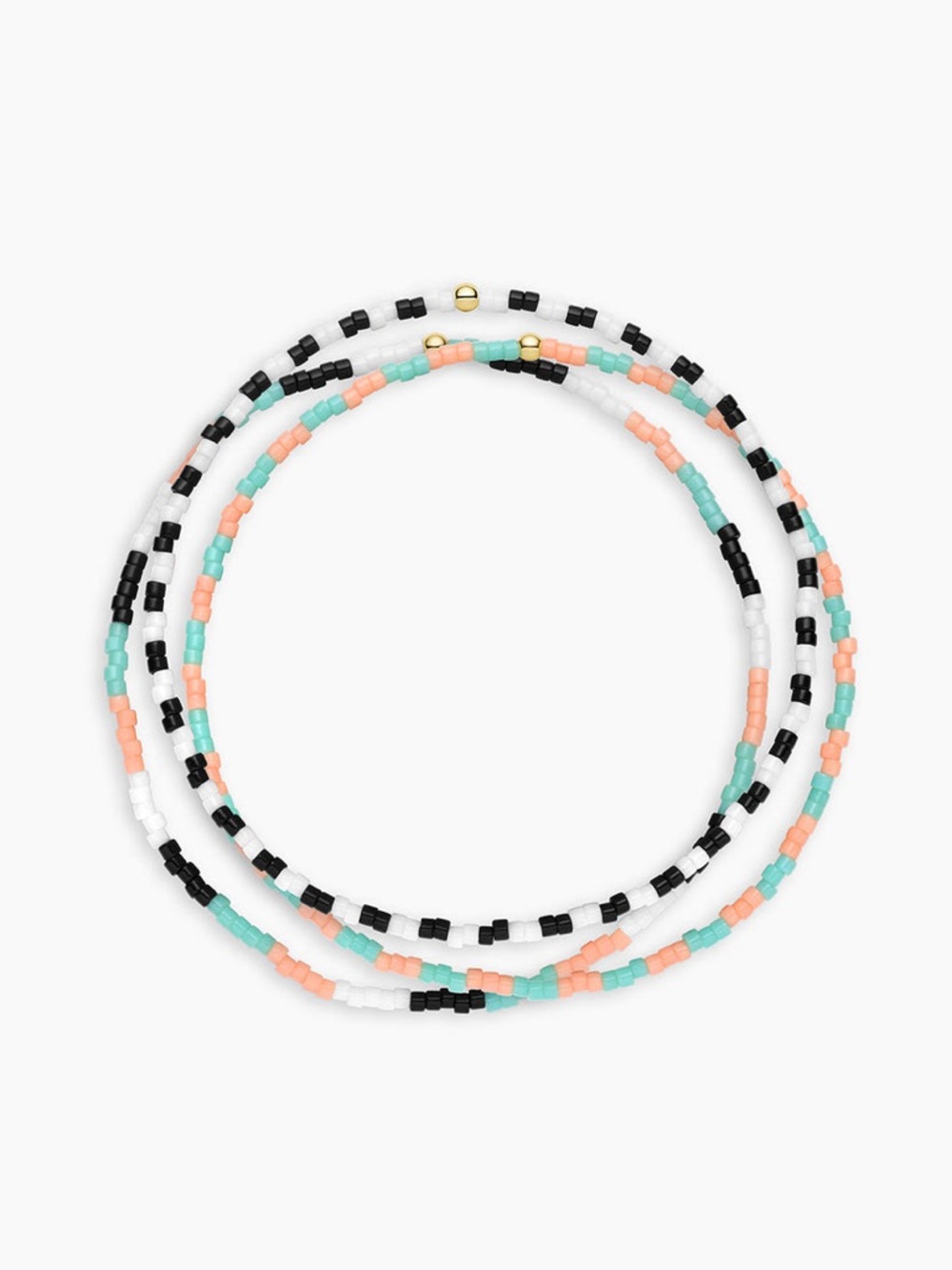 Gorjana Palm Desert Gigi Stripe Bracelet Trio Mint, Coral, Black & White $65 New